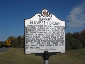 Historical road marker for Harriet Elizabeth Brown